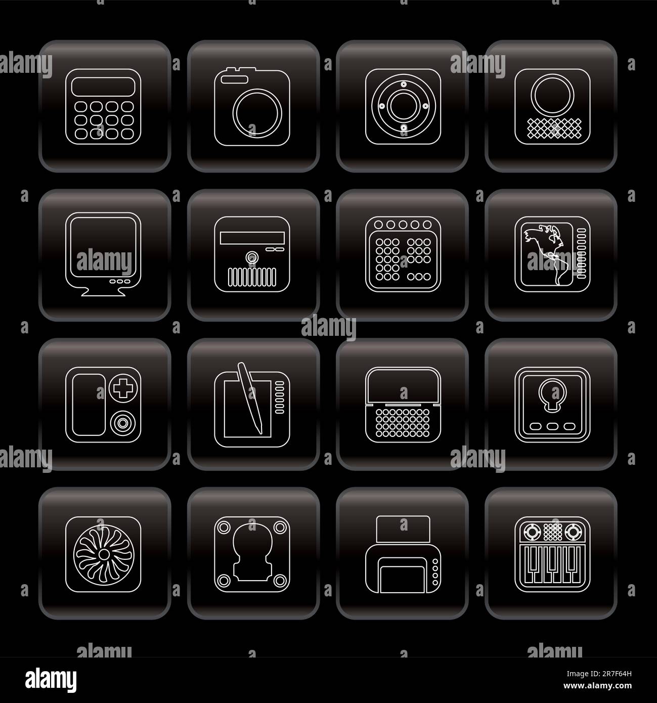 Hi-tech and technology equipment - vector icon set Stock Vector Image ...