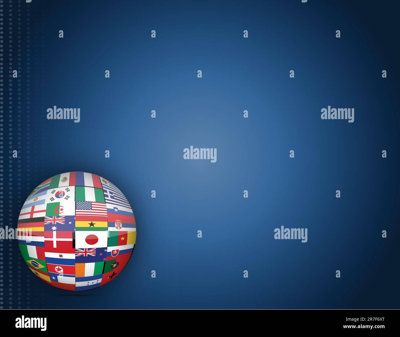 Detail international flags blue gradient background. Stock Vector