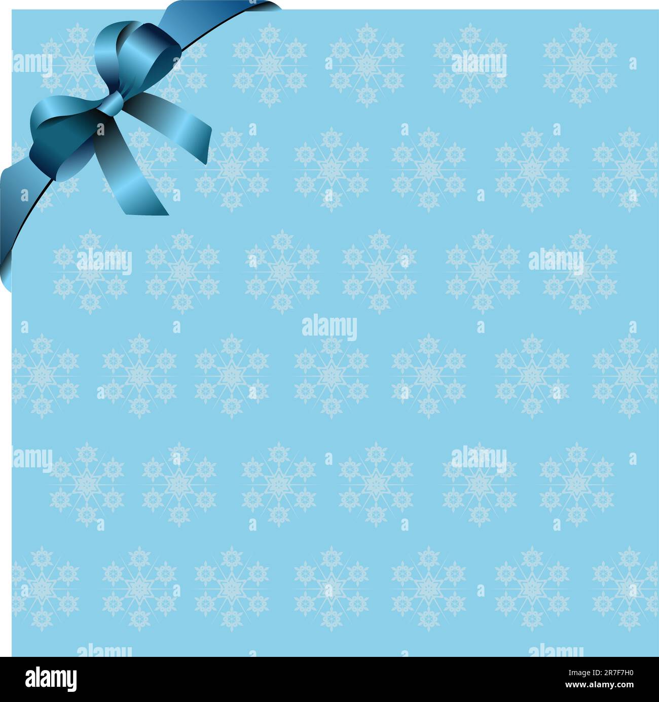 Snowflakes blue background with blue ribbon and bow. Place for copy ...