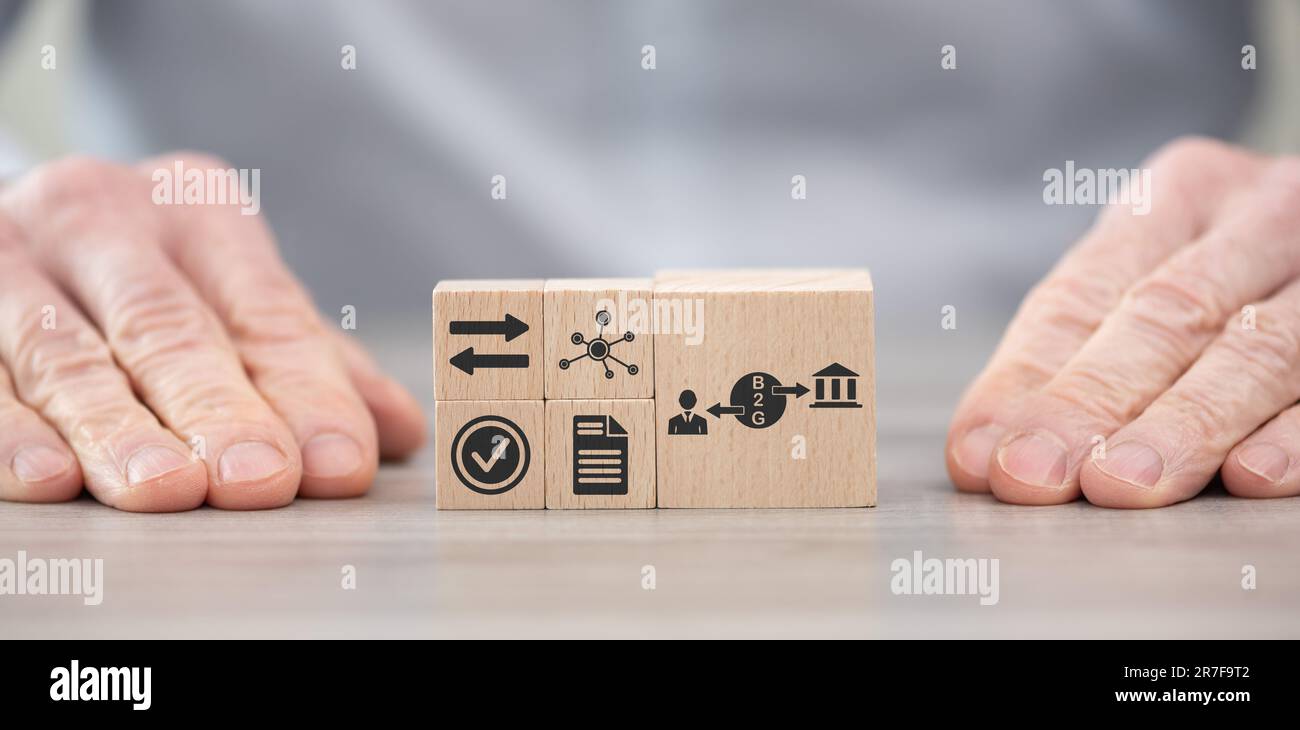 Wooden blocks with symbol of b2g concept Stock Photo - Alamy