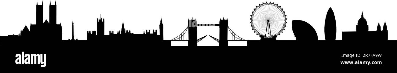 detailed vector skyline of London, UK Stock Vector