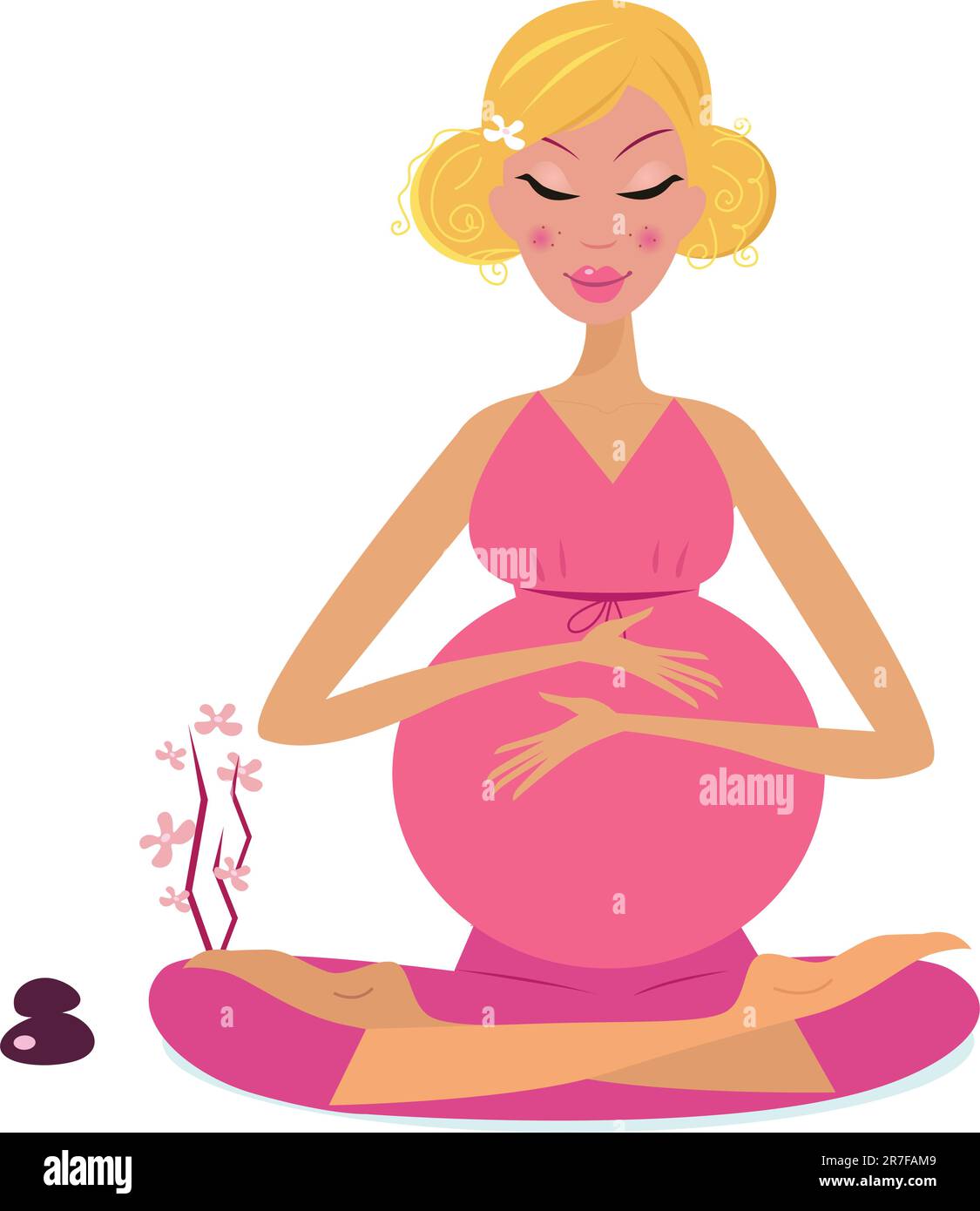 Pregnant woman in lotus pose. Vector Illustration Stock Vector Image