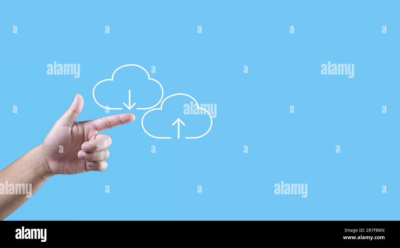 Cloud computing concept, connect communication equipment  information and technology with cloud computing and technology icon. Stock Photo