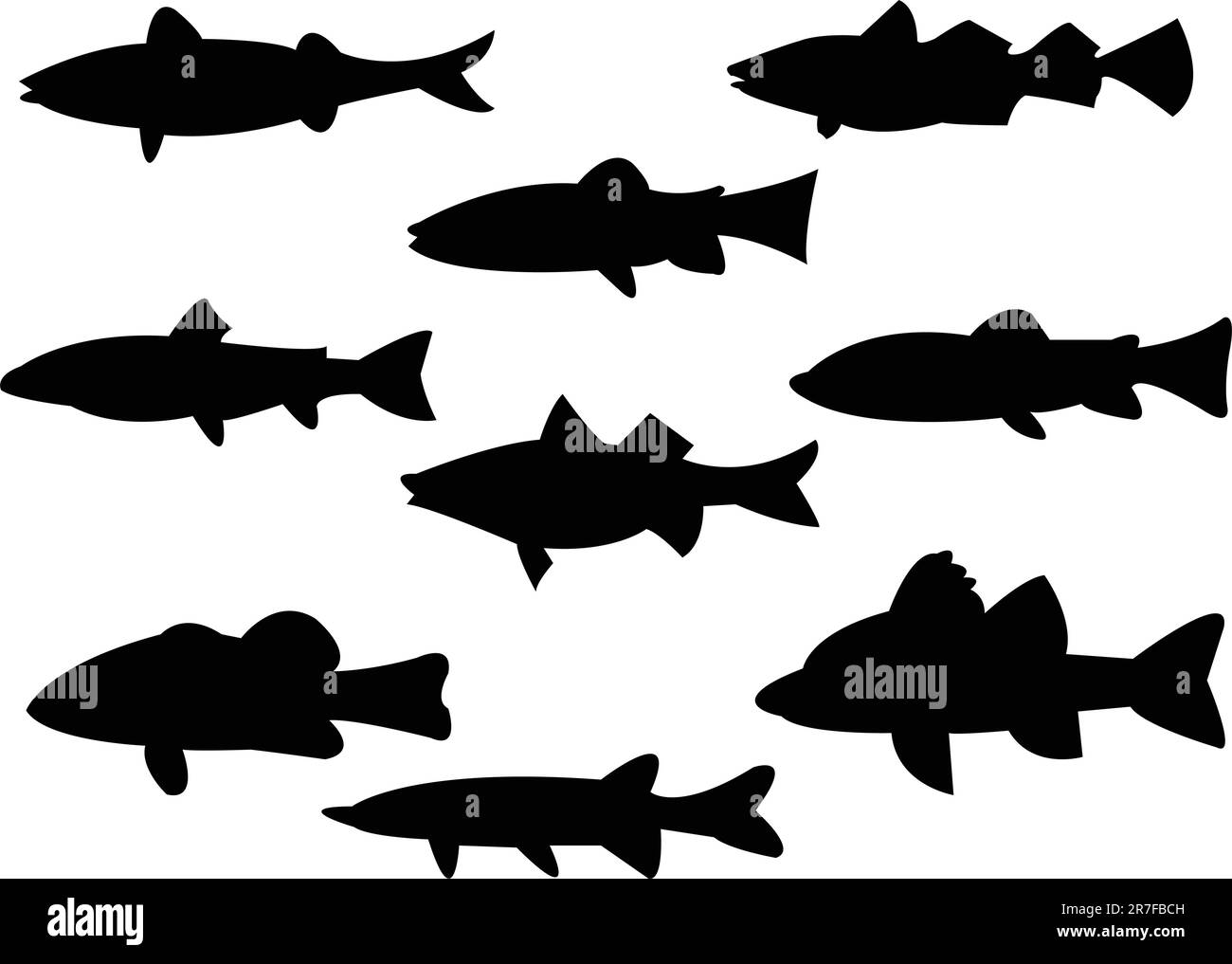 collection of fish silhouette - vector Stock Vector