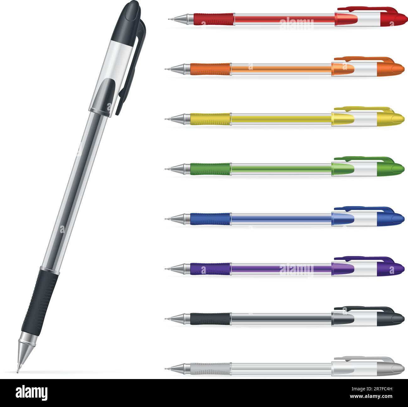 Ballpoint pens on a white background. Vector illustration #2 Stock Vector