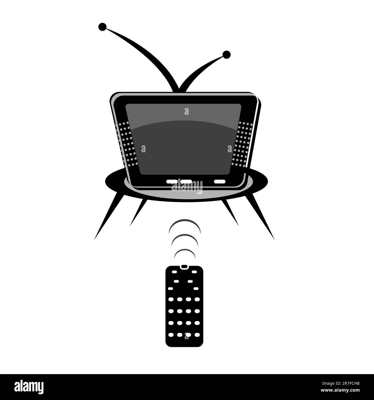 illustration of tv with remote on white background Stock Vector Image ...