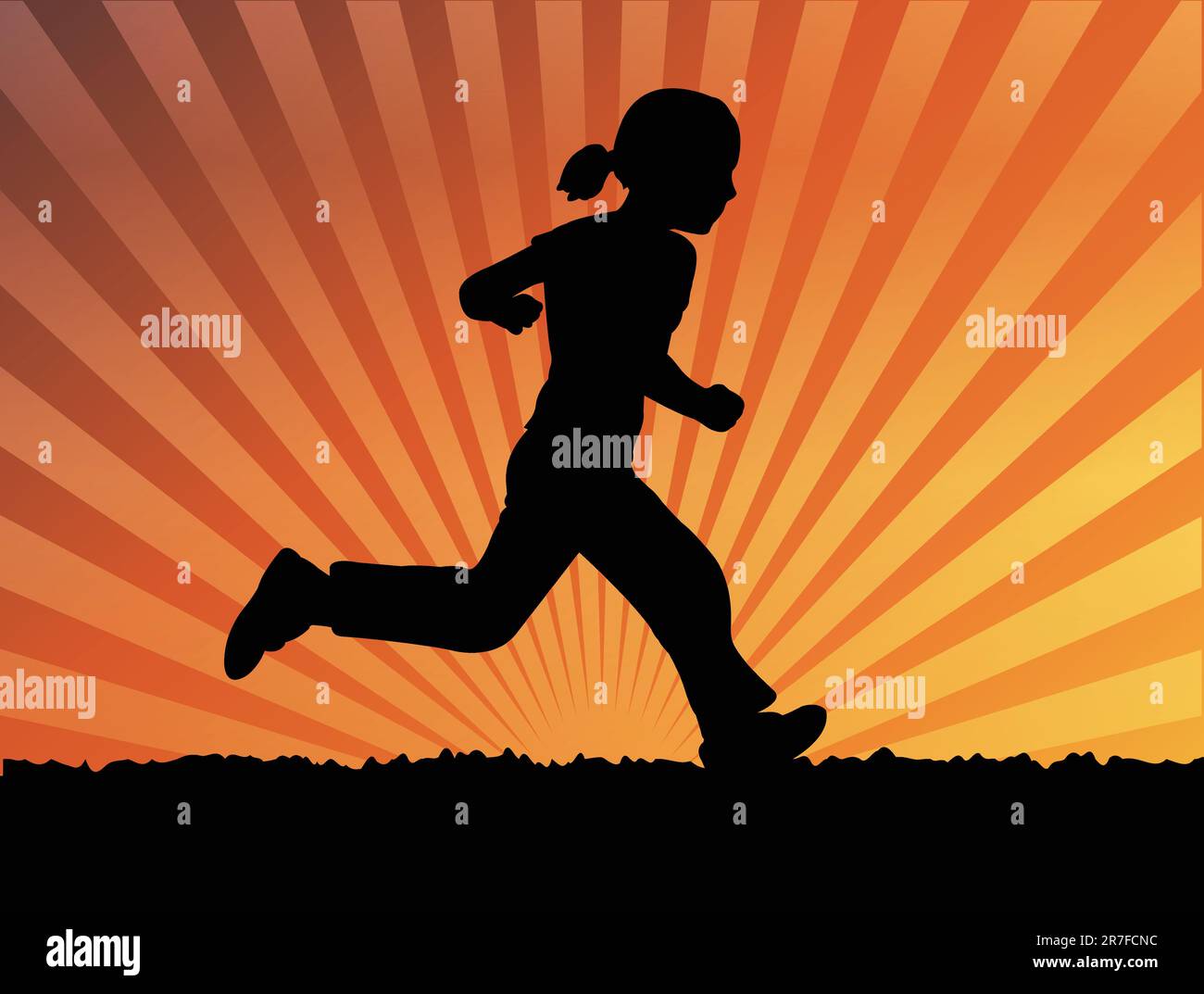 silhouette of little girl running - vector Stock Vector Image & Art - Alamy