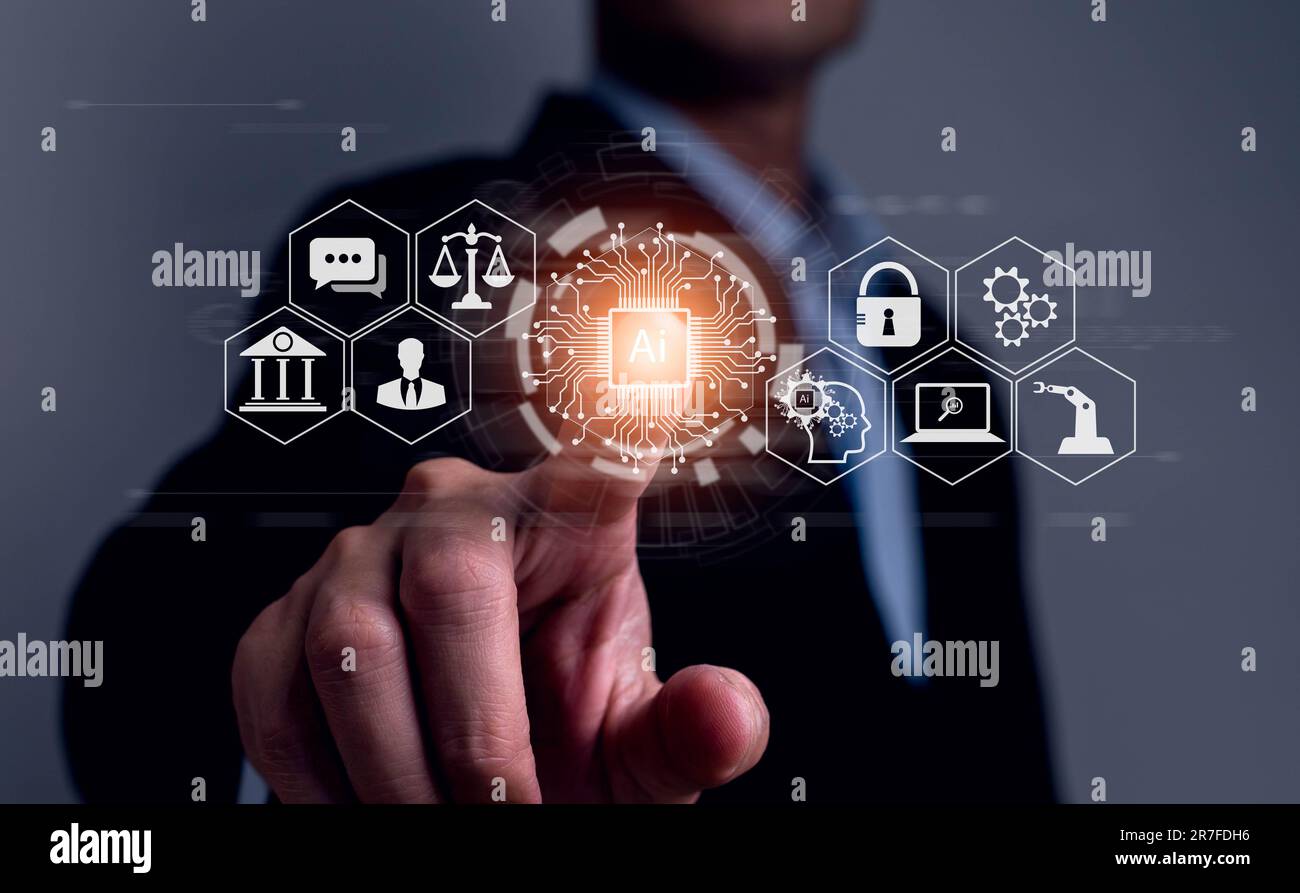 AI ethics or AI Law. Digital transformation technology strategy, IoT, internet of things. transformation of ideas and the adoption of technology in bu Stock Photo