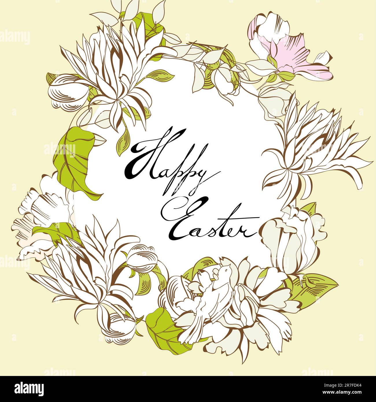 Easter egg with floral elements Stock Vector