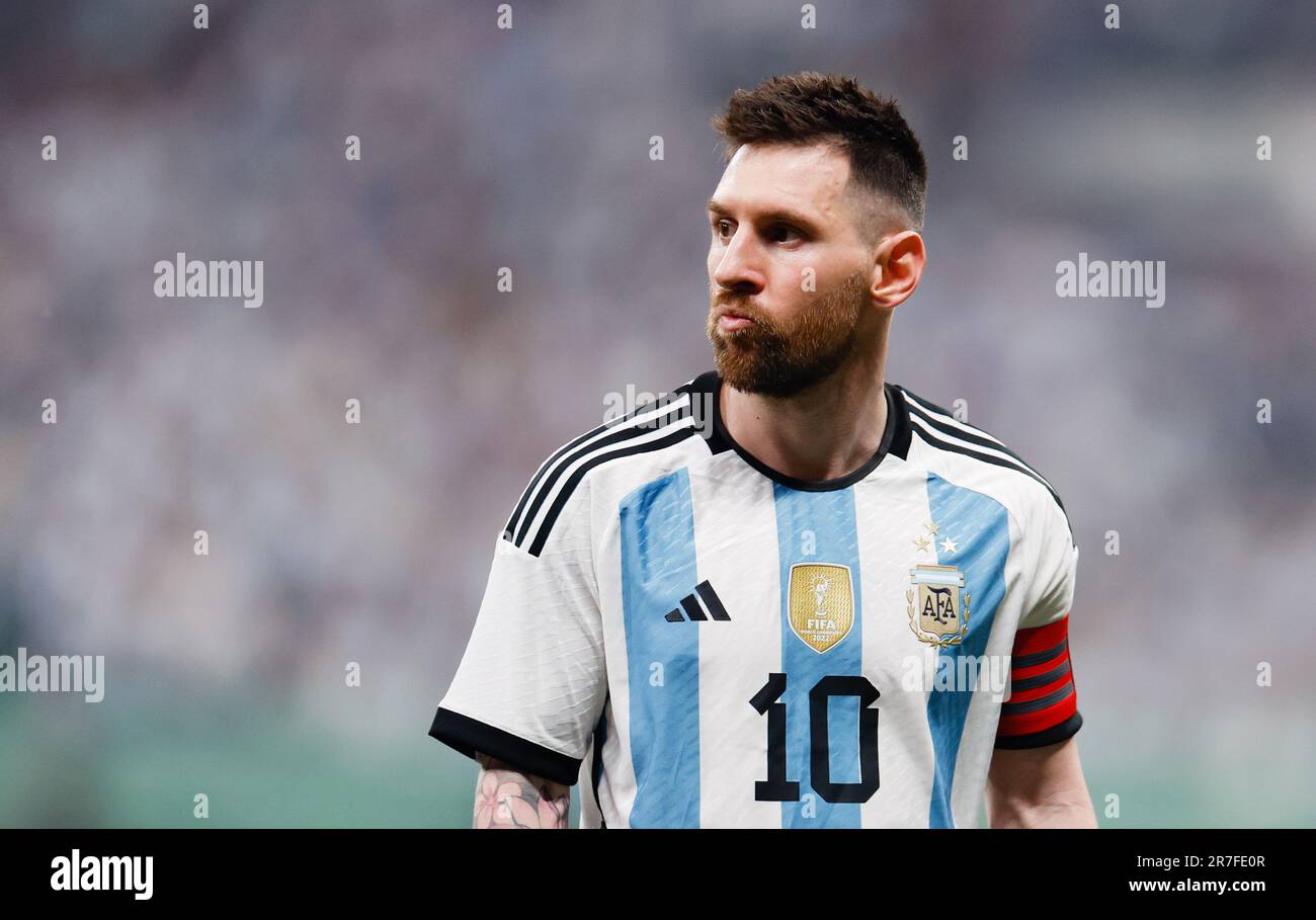 Beijing, China. 15th June, 2023. Lionel Messi of Argentina looks on during an international football invitational between Argentina and Australia in Beijing, capital of China, June 15, 2023. Credit: Wang Lili/Xinhua/Alamy Live News Stock Photo