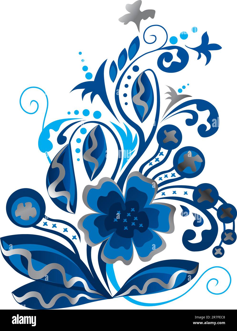 Blue and Silver Vector floral background Stock Vector Image & Art Alamy