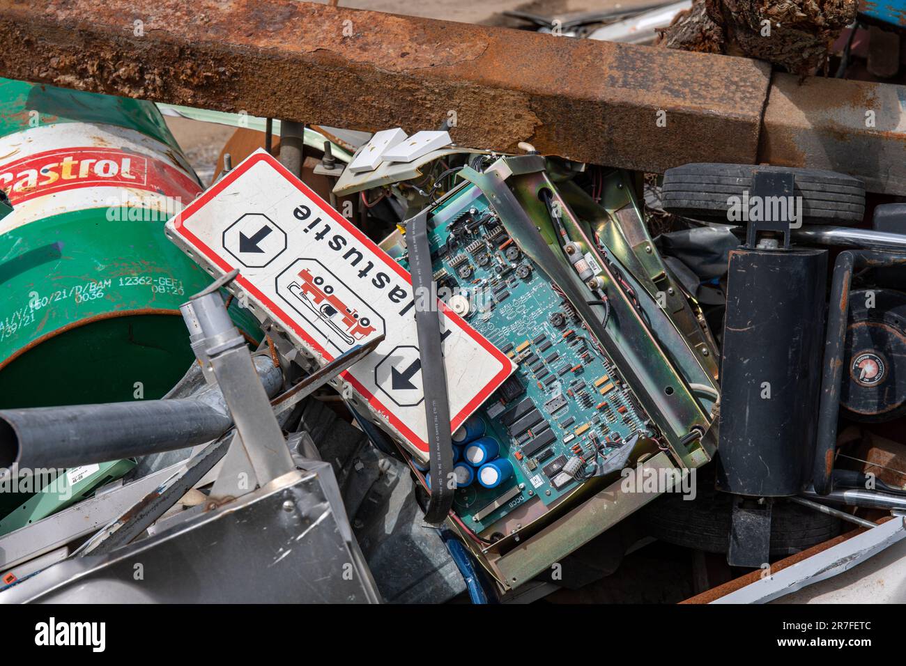 Recycling. Scrap metal at Kyläsaari collection site in Helsinki, Finland. Stock Photo