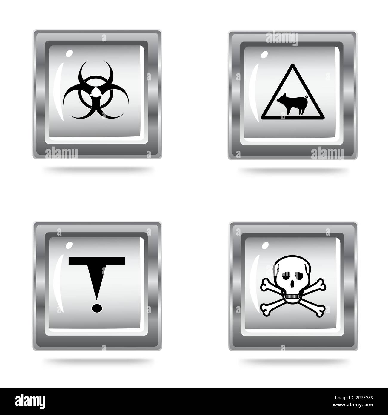 vector illustration of the set  icons of the Hazard symbols Stock Vector