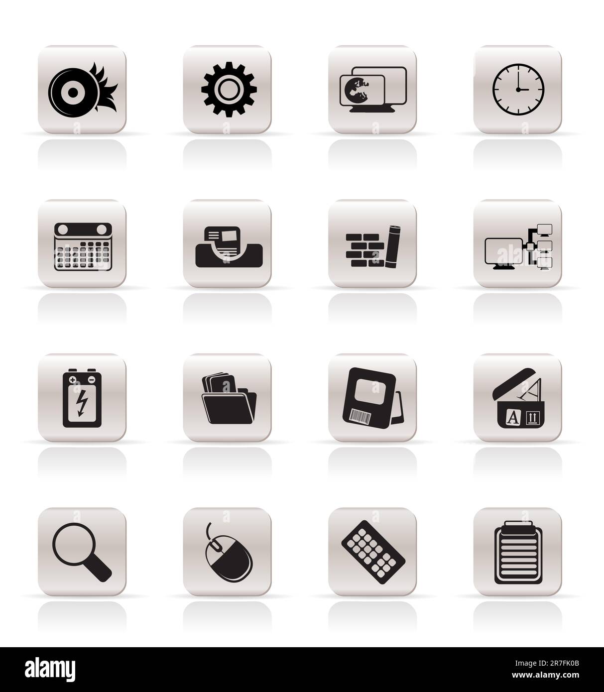 Computer, mobile phone and Internet Vector Icon Set Stock Vector