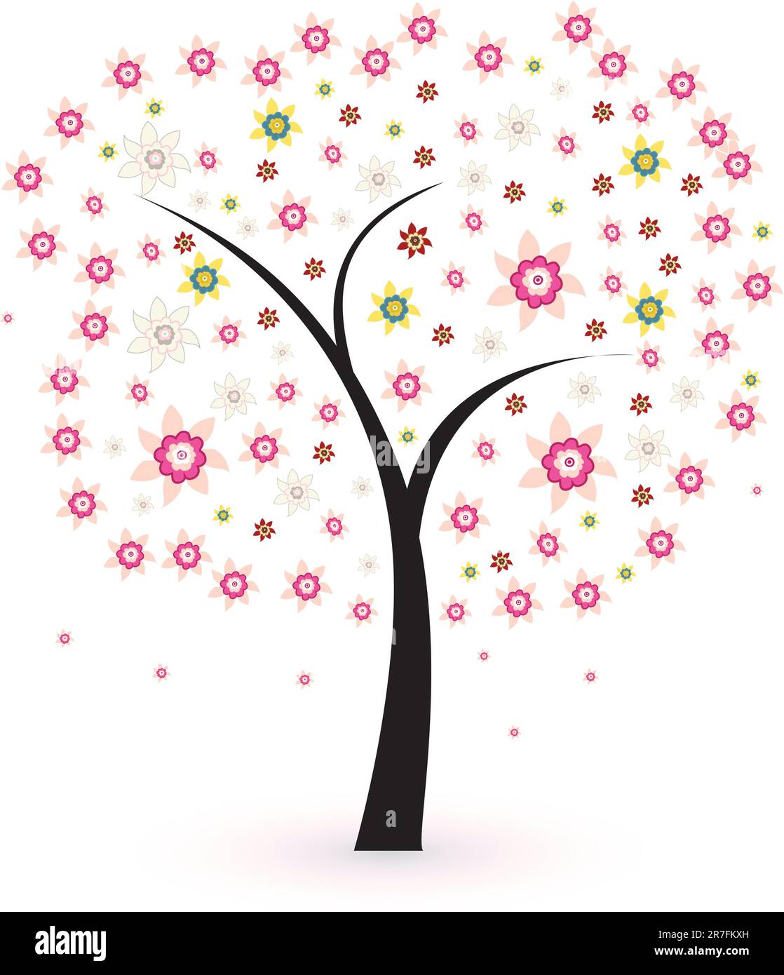 spring tree with flowers, vector illustration Stock Vector Image & Art ...