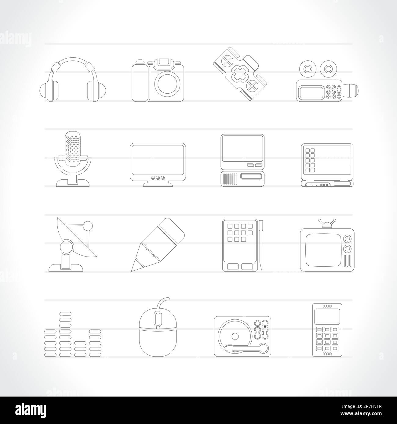 Media equipment icons - vector icon set Stock Vector