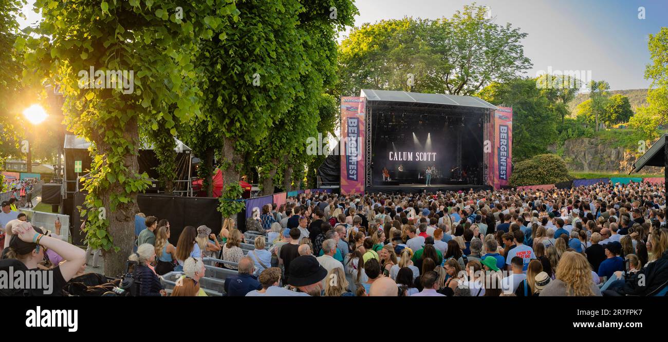 Bergen, Norway. 14th June, 2023. Concert goers seen at a live concert
