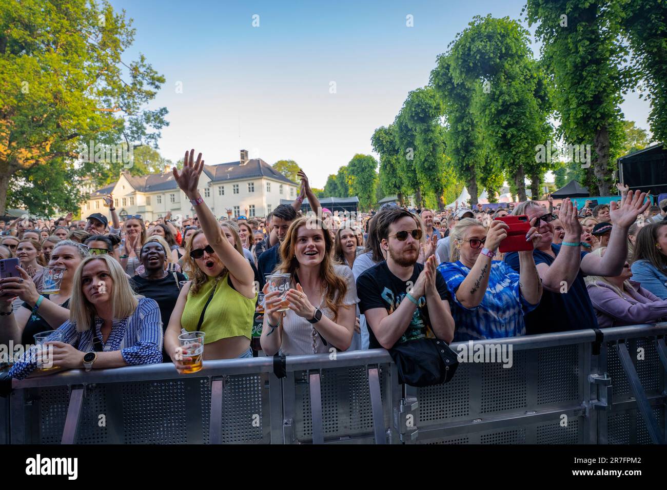 Bergen, Norway. 14th June, 2023. Concert goers seen at a live concert ...