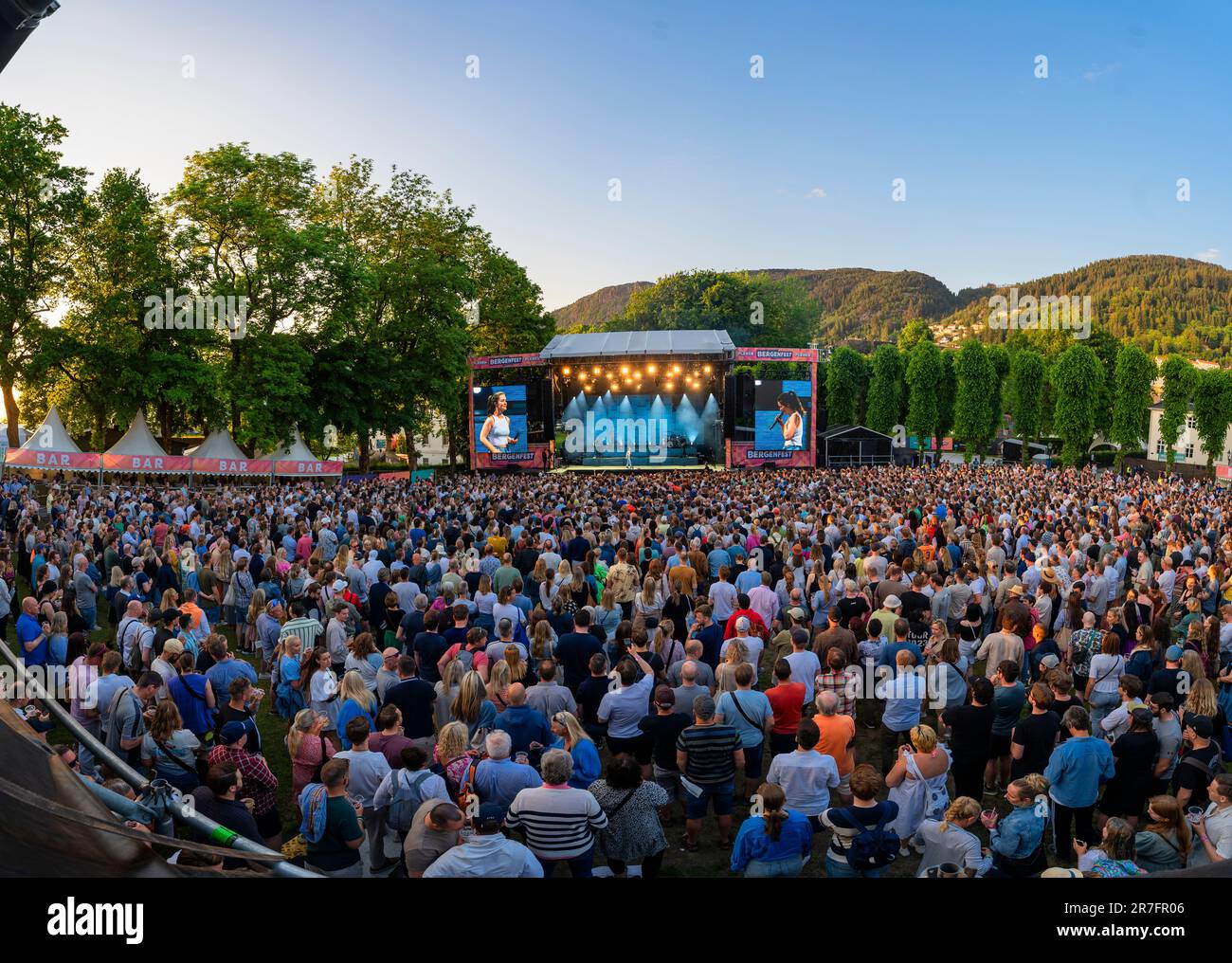 Bergen, Norway. 14th June, 2023. Concert goers attend a live concert