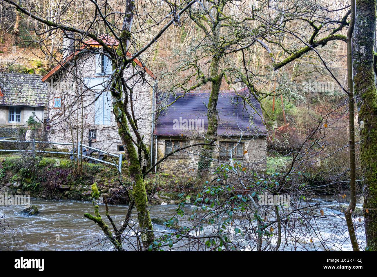 An old Mill house on the river Sedelle, Creuse, France. Stock Photo