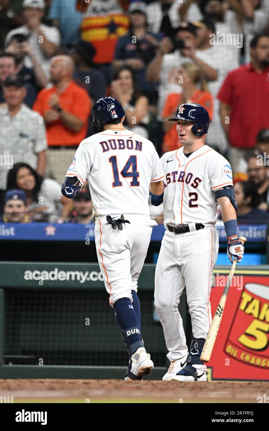 Mauricio Dubon of the Houston Astros hits a two run home run in
