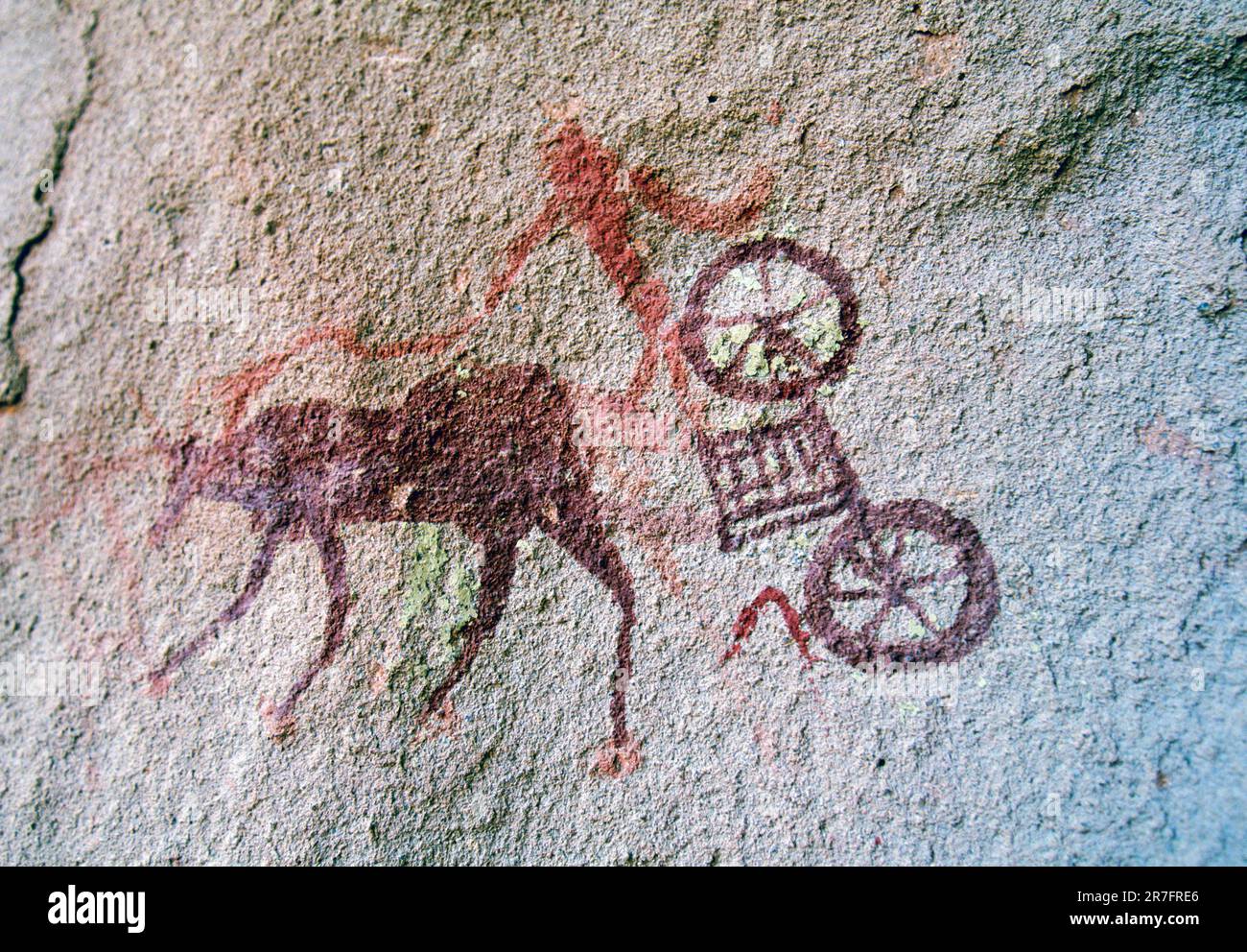 Prehistoric Petroglyphs, rock Art ,Akakus ,Acacus, Mountains, Sahara, Libya Stock Photo