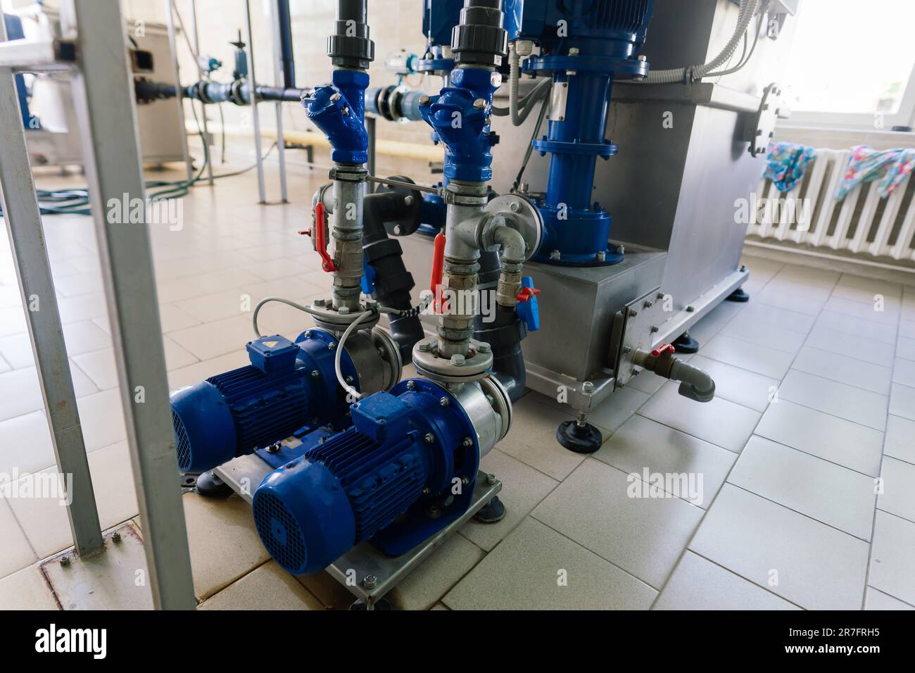 Pressure sensor in an industrial boiler room. Barometer in the heating