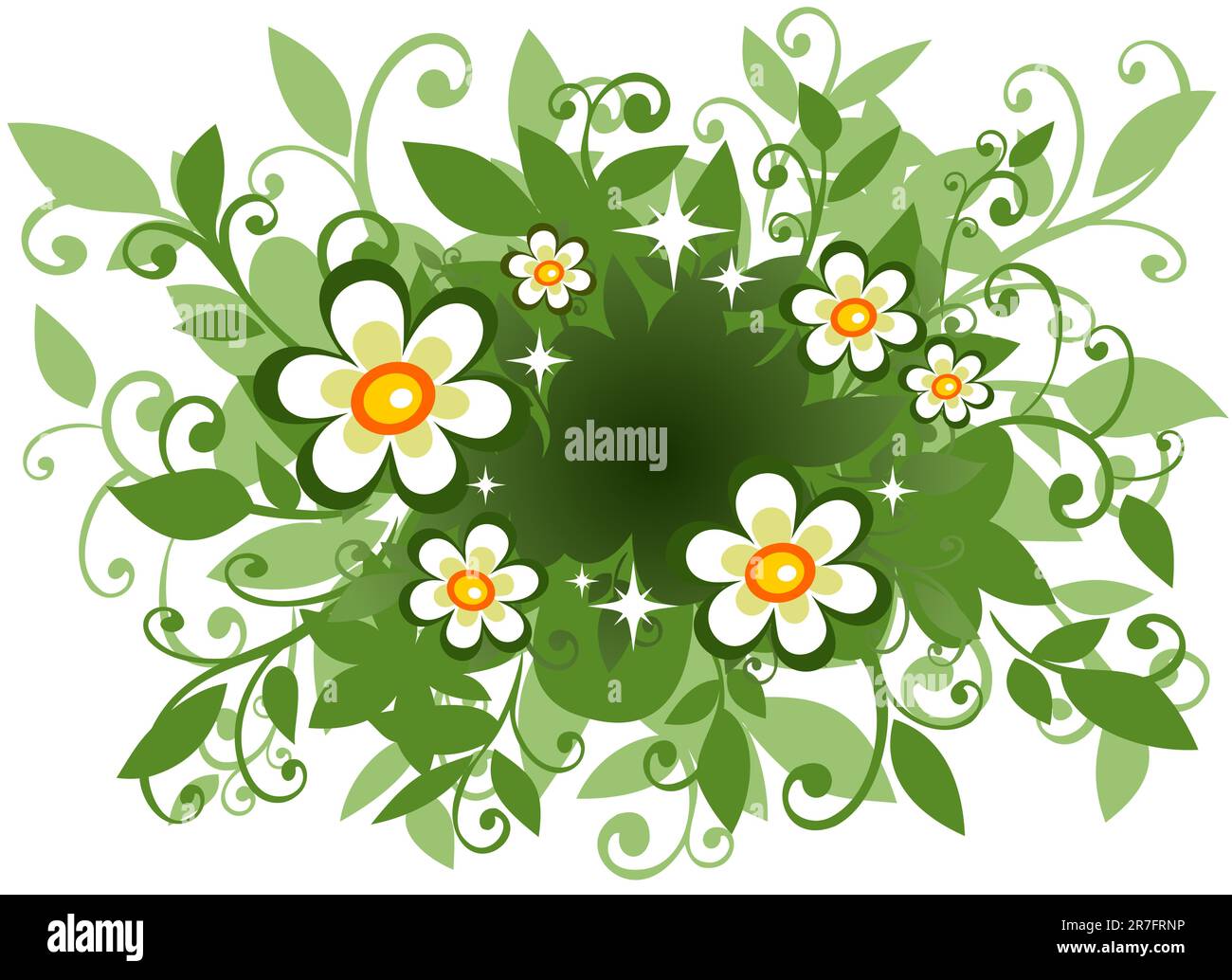 Stylized pattern with flowers and leaves on a white background Stock ...