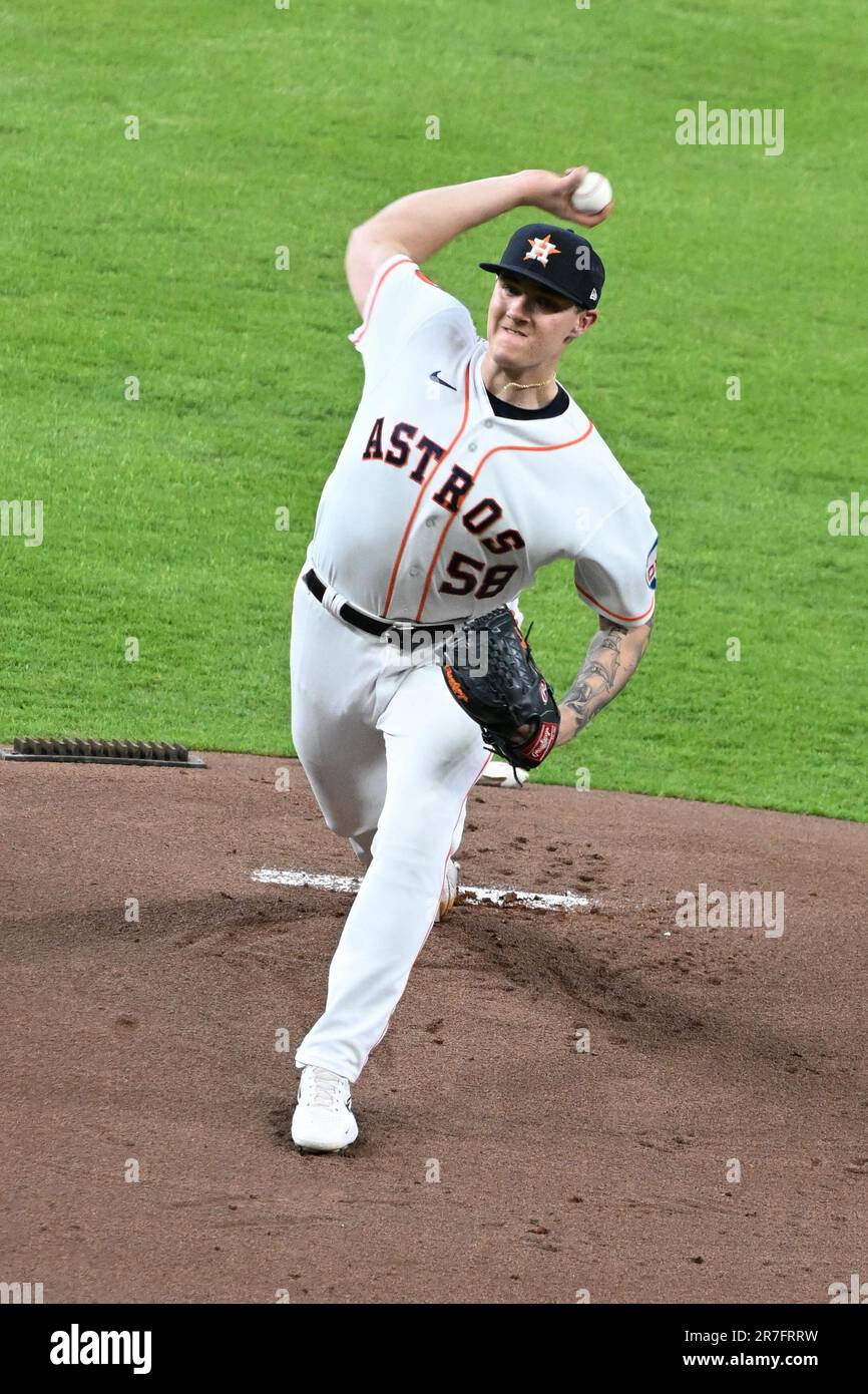 Houston Astros starting pitcher Hunter Brown (58) in the top of the