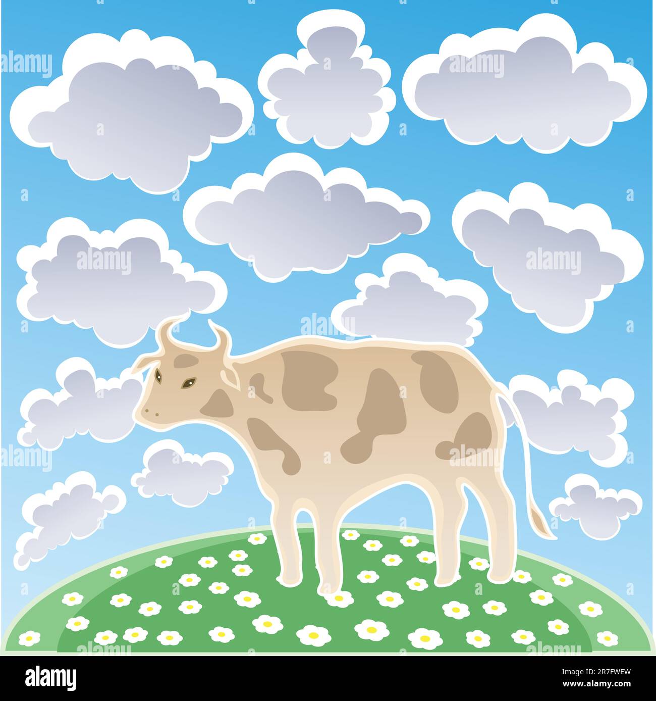 Green field with cow Stock Vector Images - Alamy