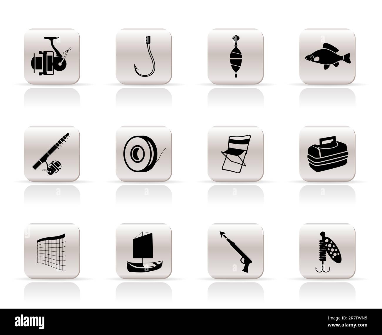 Simple Fishing and holiday icons - vector icon set Stock Vector Image ...