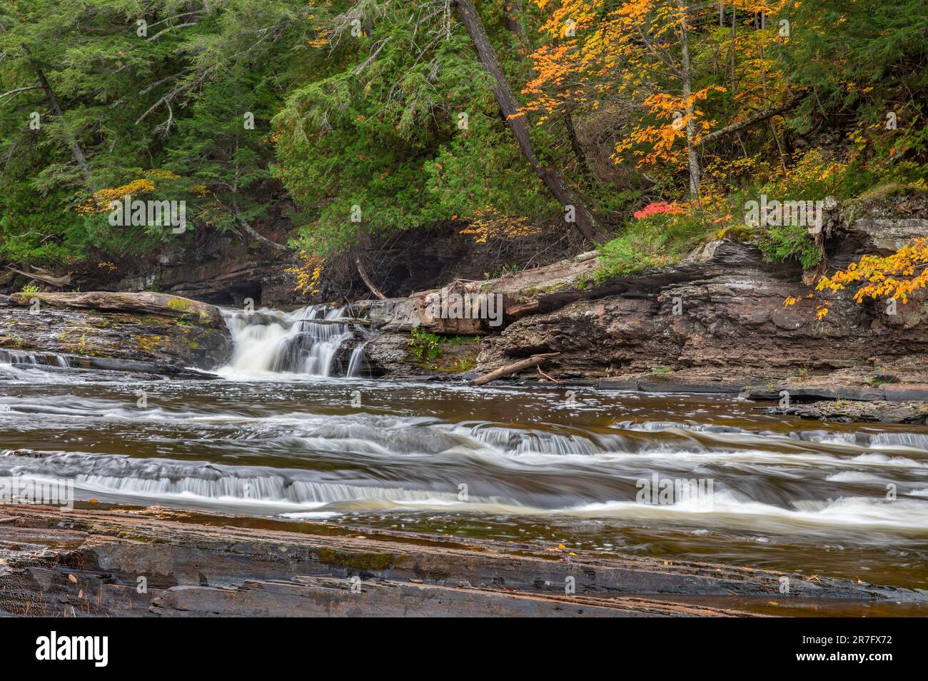The Presque Isle River of the Upper Peninsula of Michigan is an autumn