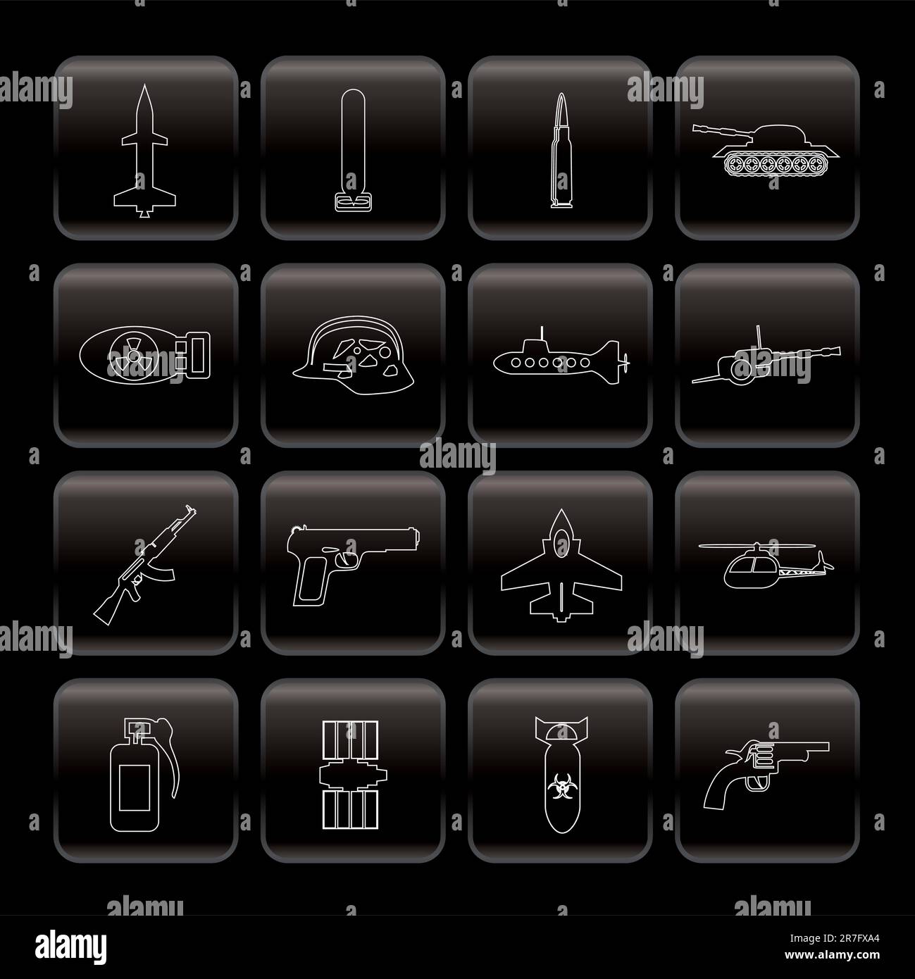 Line weapon, arms and war icons - Vector icon set Stock Vector Image ...