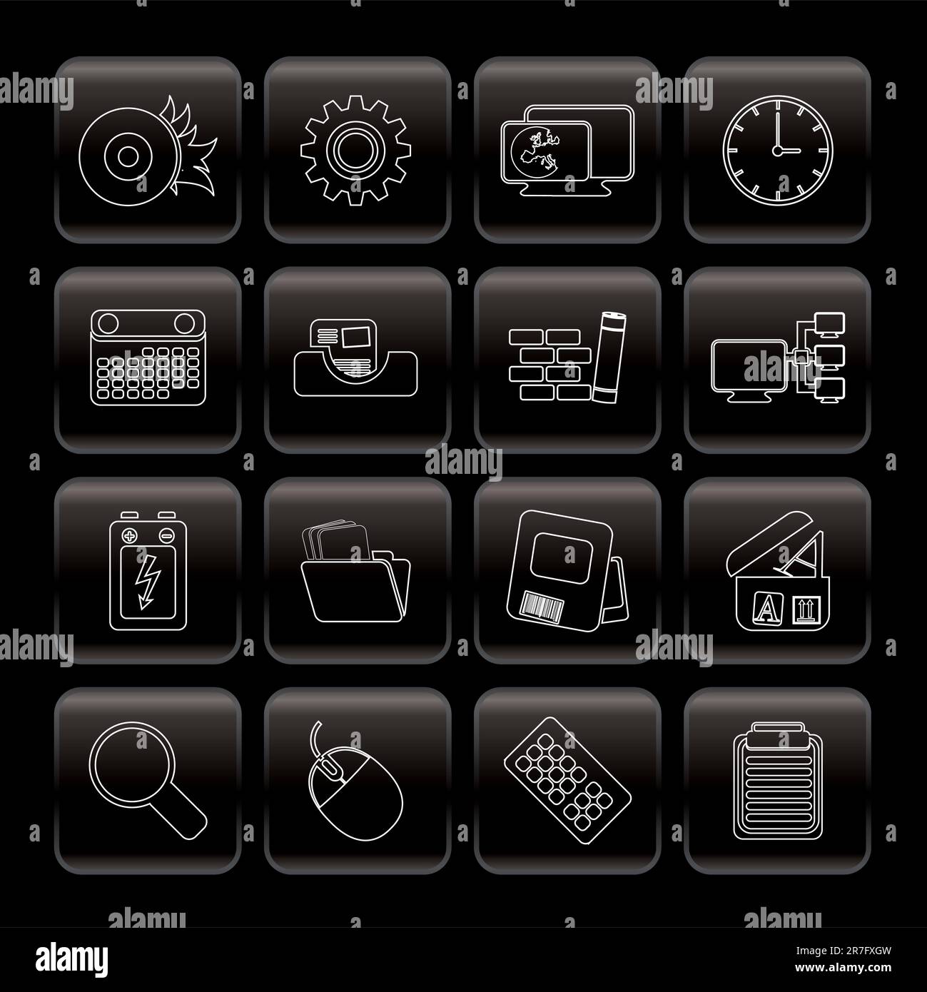 Computer, mobile phone and Internet Vector Icon Set Stock Vector
