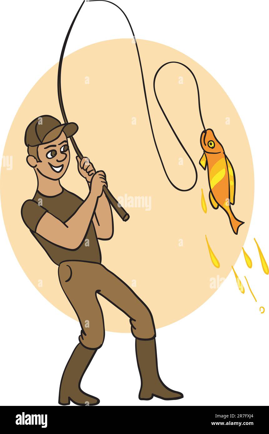 Fishing with rod and reel Stock Vector Images - Alamy