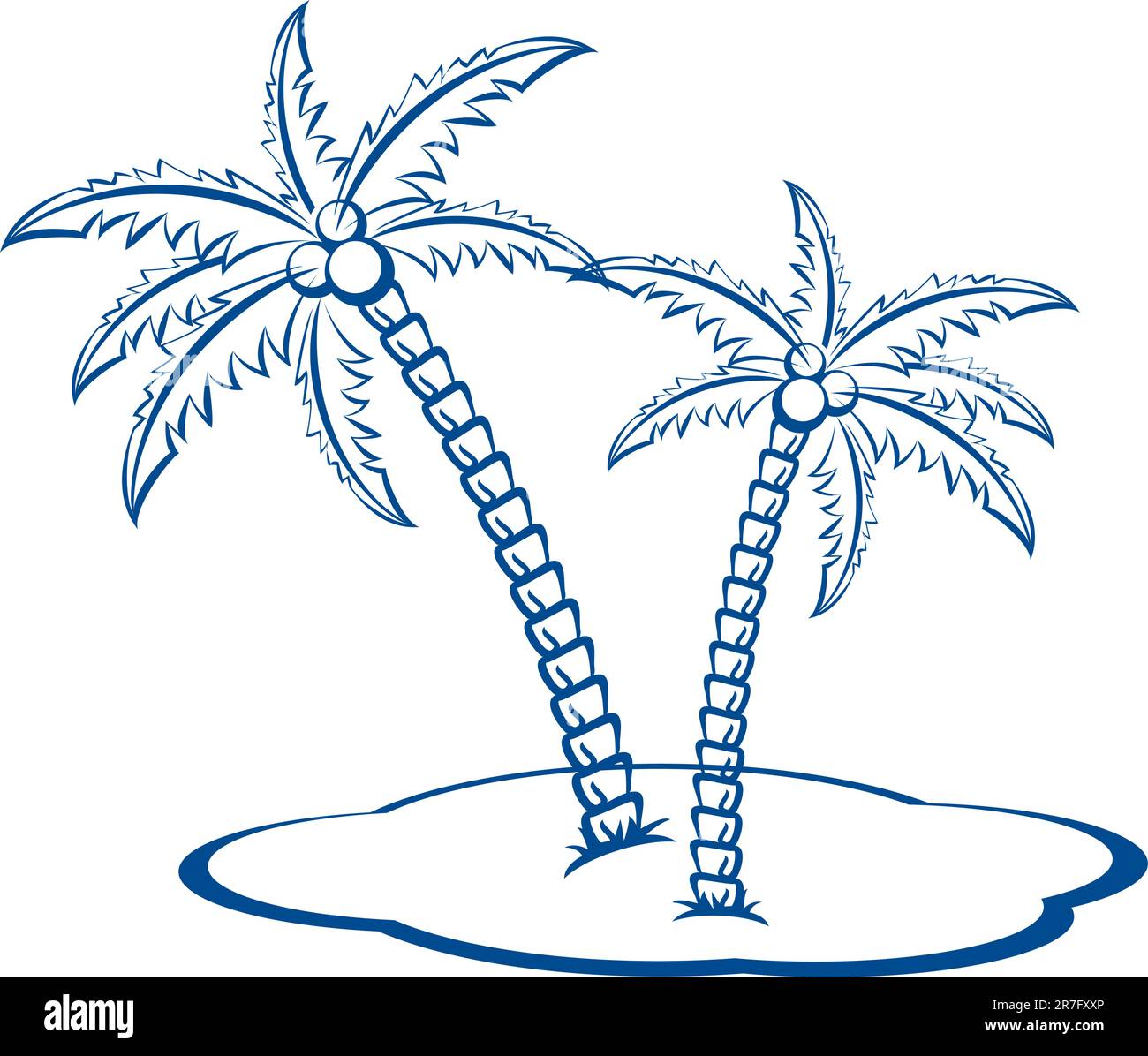 Silhouette Palm trees with coconuts #2. One-colour vector symbol on white. Stock Vector