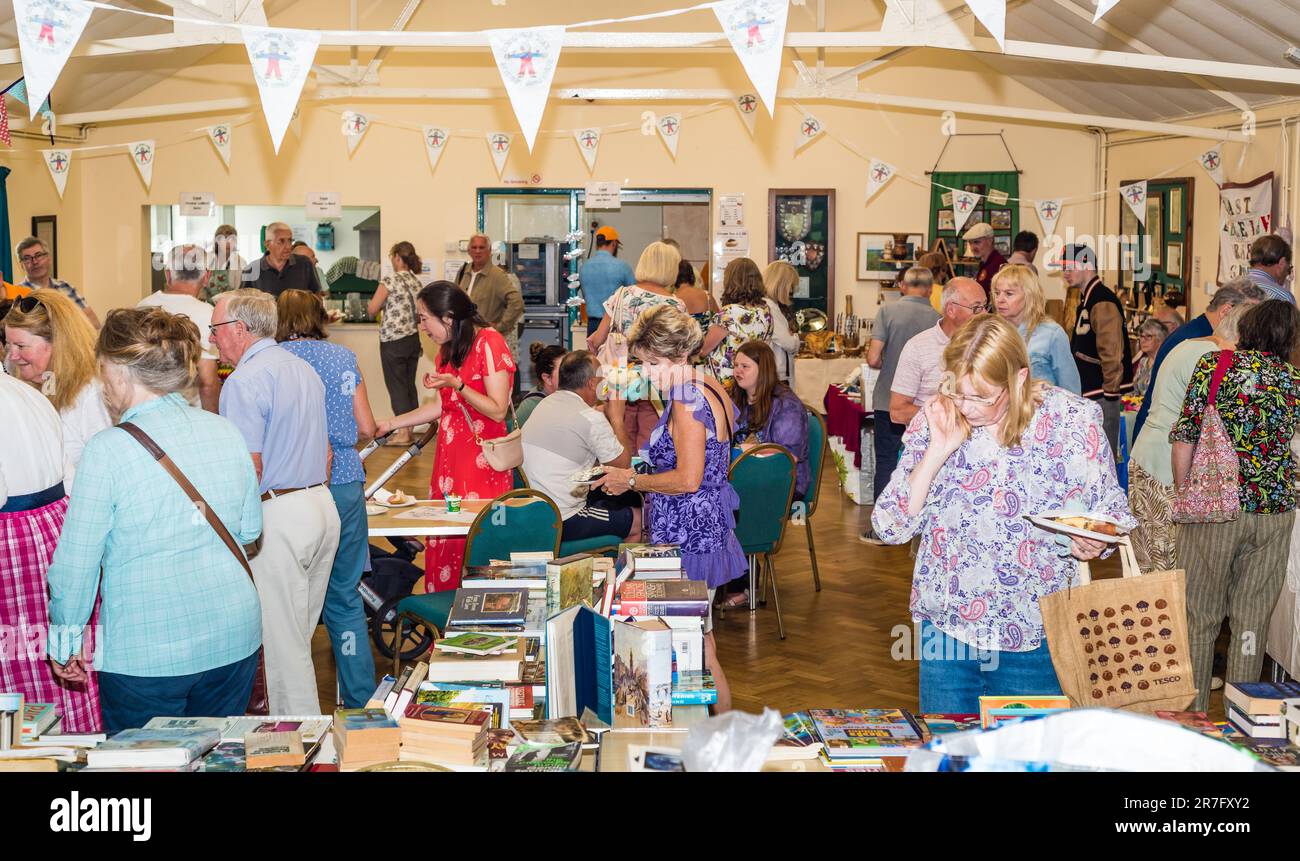 The Village Hall at East Budleigh Scarecrow Festival in aid of All Saints Church. Stock Photo