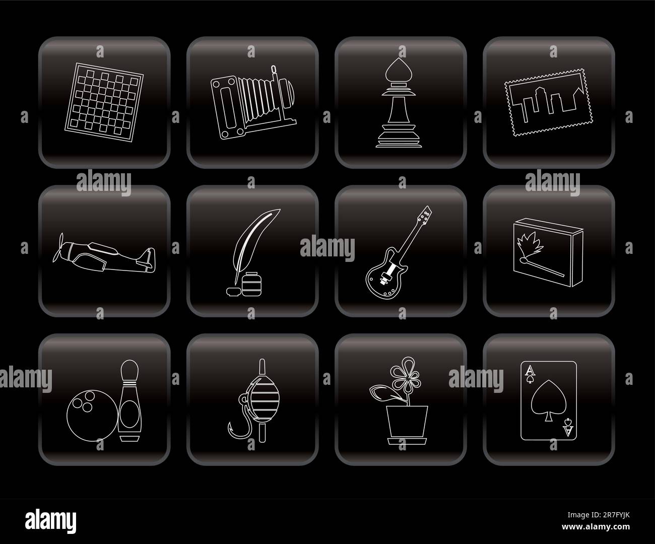 Hobby, Leisure and Holiday Icons - Vector Icon Set Stock Vector