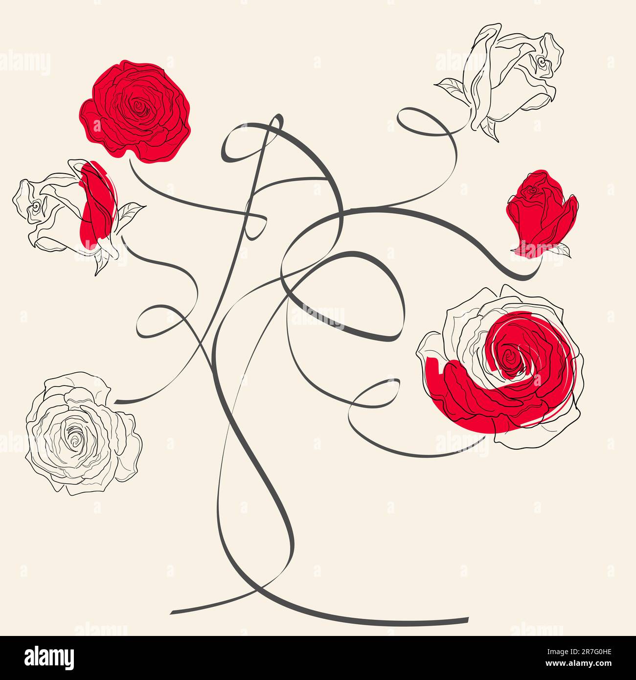 Vector picture with calligraphic tree and roses Stock Vector Image ...
