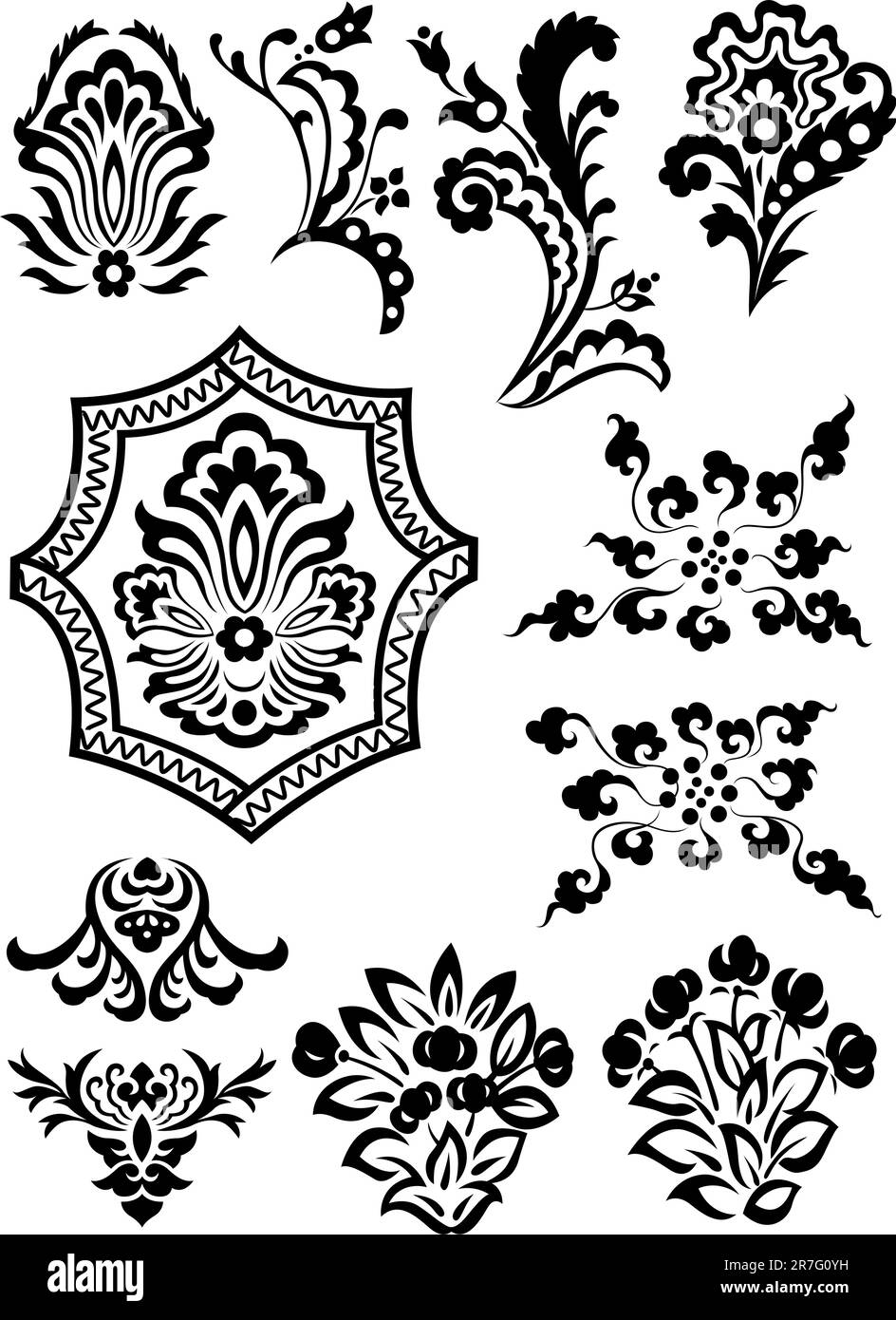 decorative swirl floral set Stock Vector Image & Art - Alamy
