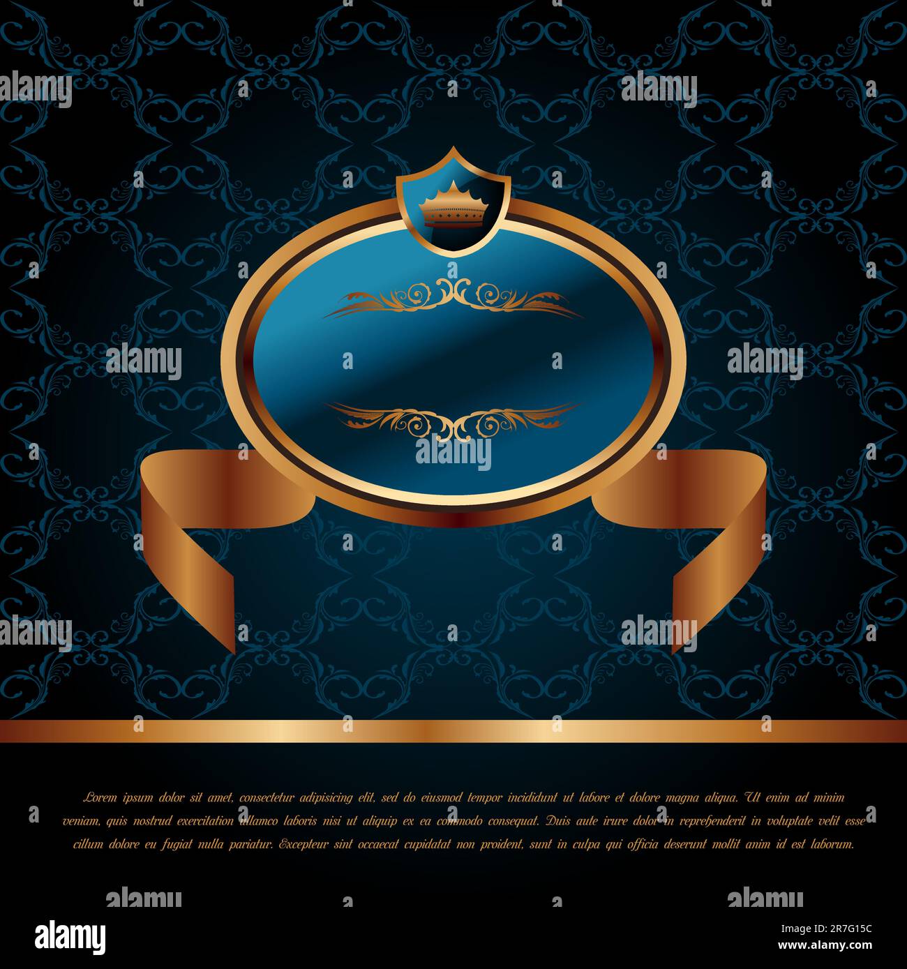 Illustration royal background with artistic award golden frame - vector ...