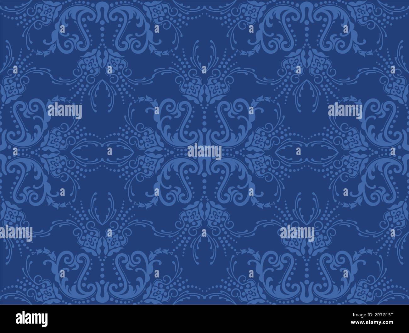 Seamless blue floral wallpaper. This image is a vector illustration ...