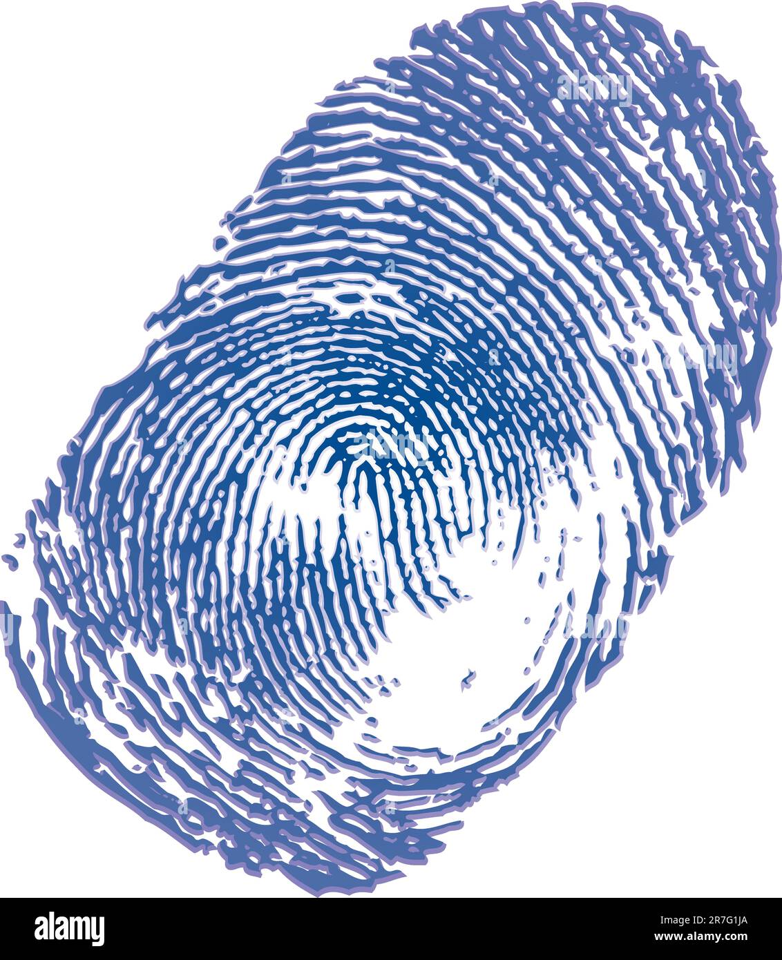 Blue Ink Thumbprint On White Background Vector Illustration Stock 
