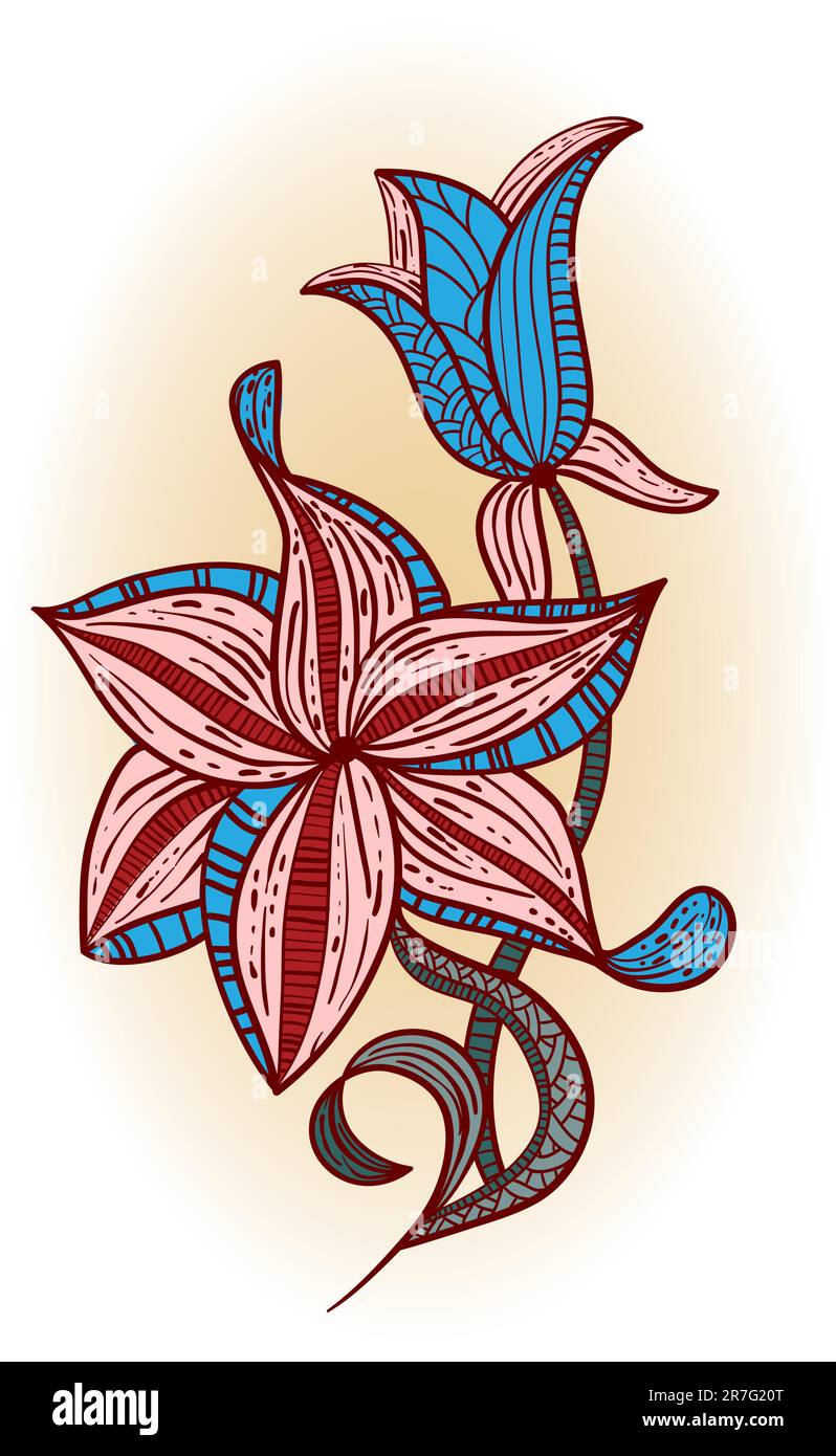 vector floral design element, hand drawn Stock Vector Image & Art - Alamy