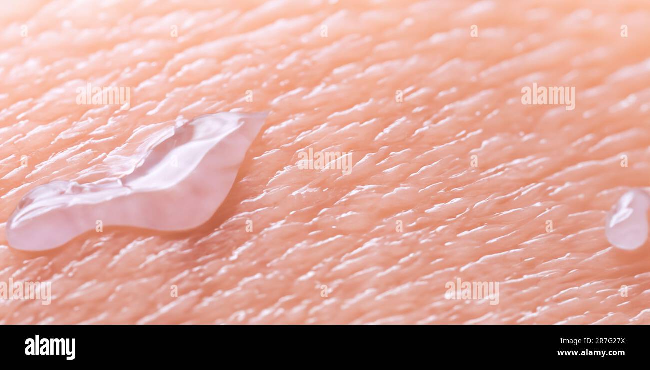 Splashing of Hyaluron gel. Liquid hyaluronic acid gel on macro