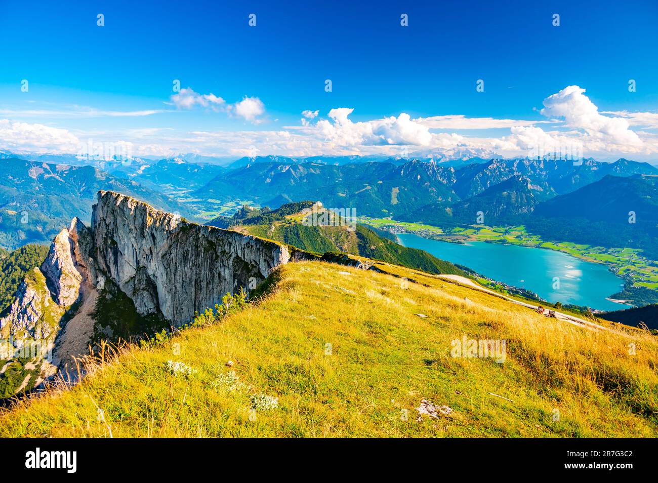 Top of Schafberg hill, Austria. View of big rock on top of mountain ...