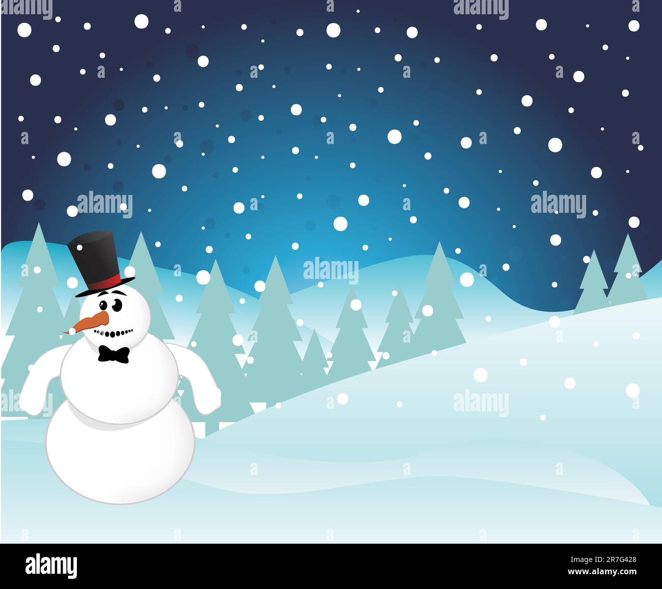 Snowman on Christmas Background Stock Vector