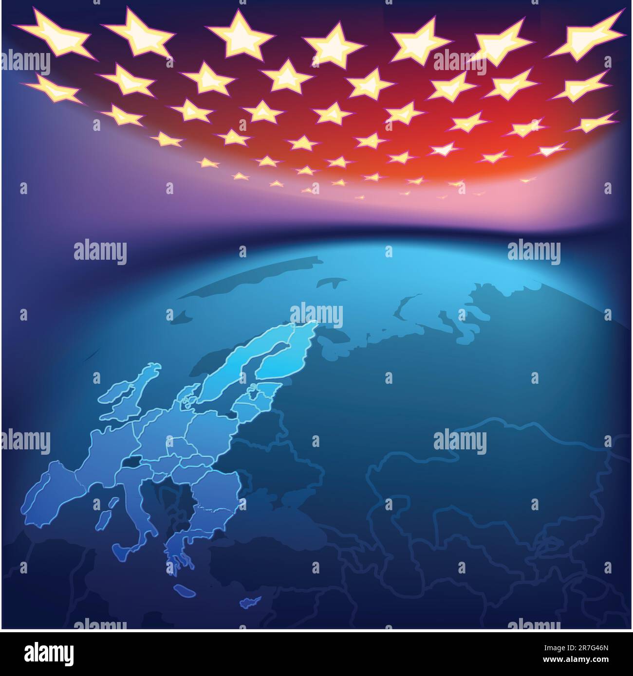 abstract background with europe map and stars Stock Vector