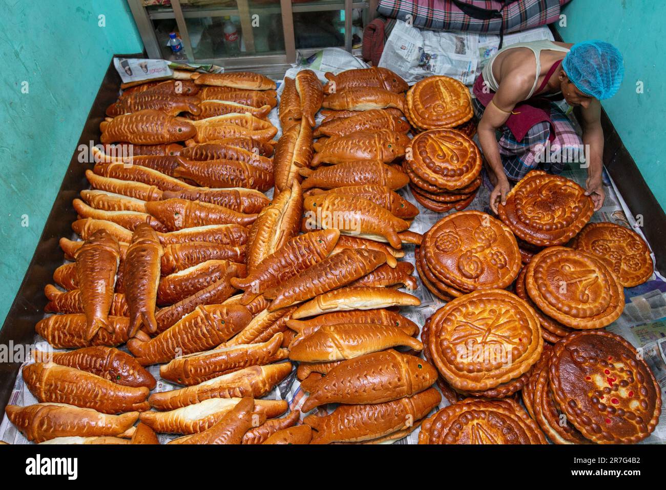 Breads of different sizes and shapes have been made on the occasion of