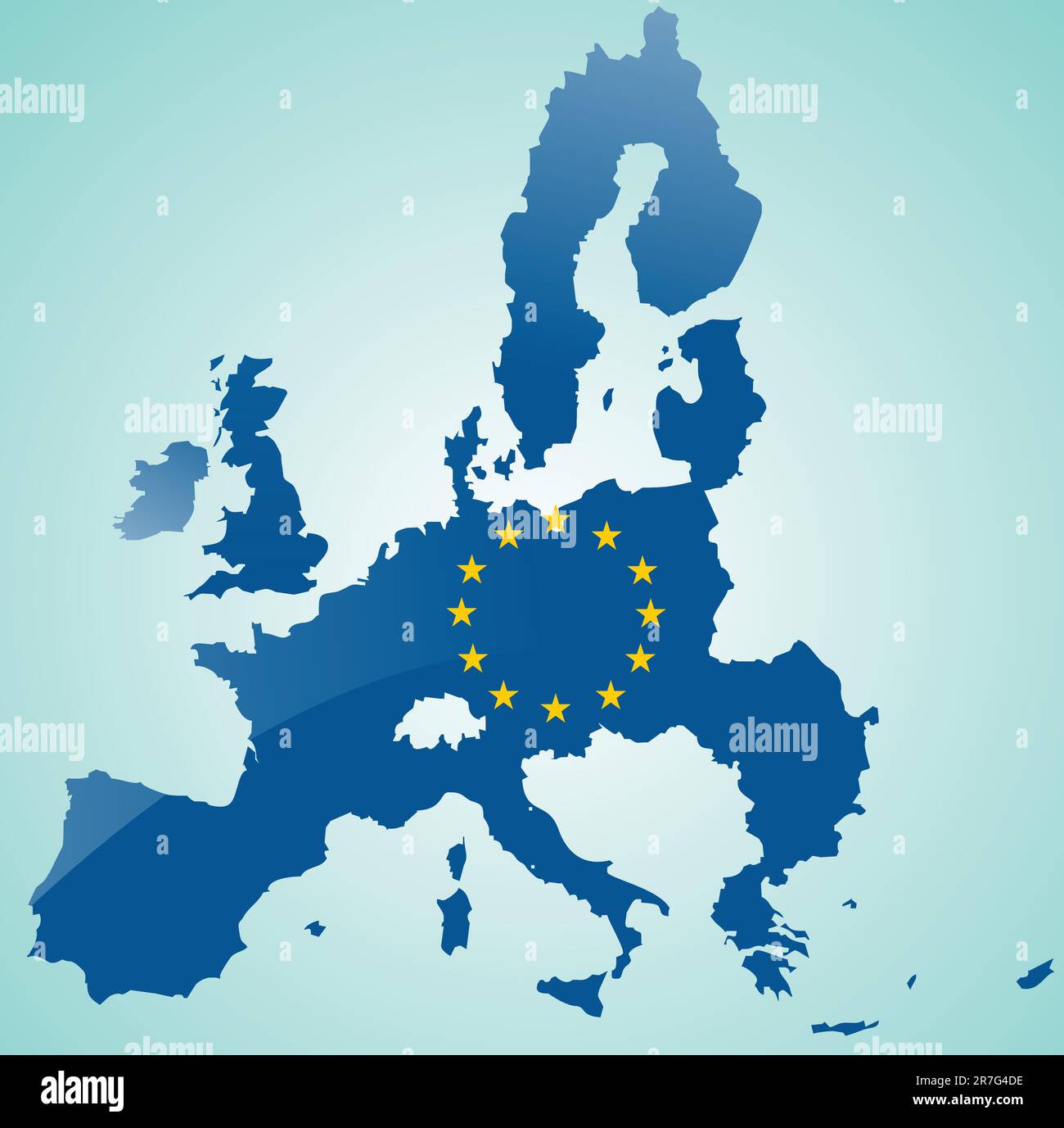 Map of European Union with flag of EU Stock Vector